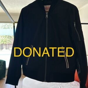 Levi’s Black Bomber Jacket with Zipper details, NWT, Size Small